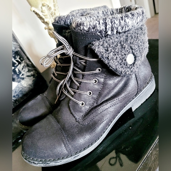 Cliffs White Mountain Duena Women Hiking/Moto Knit Sweater Sock Boots Black 8.5 - Picture 4 of 16